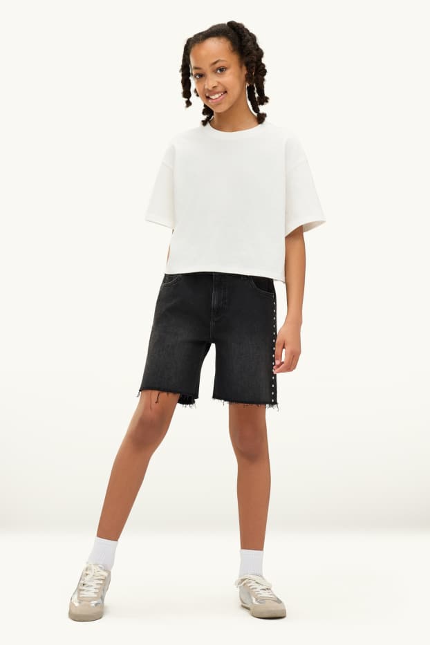 Kinder Mädchen - Jeans-Shorts - schwarz