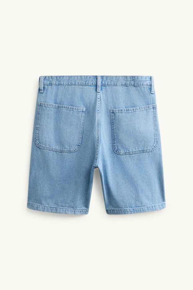 Men - Denim Bermuda shorts - mid-rise waist - blue denim