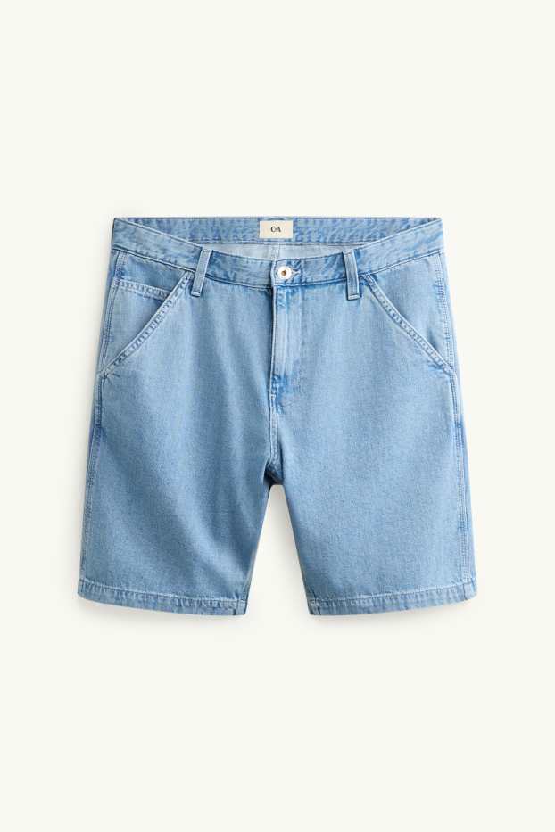 Men - Denim Bermuda shorts - mid-rise waist - blue denim