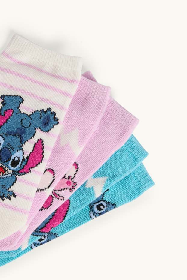 Kinder Mädchen - Multipack 5er - Lilo & Stitch - Sneakersocken mit Motiv - rosa
