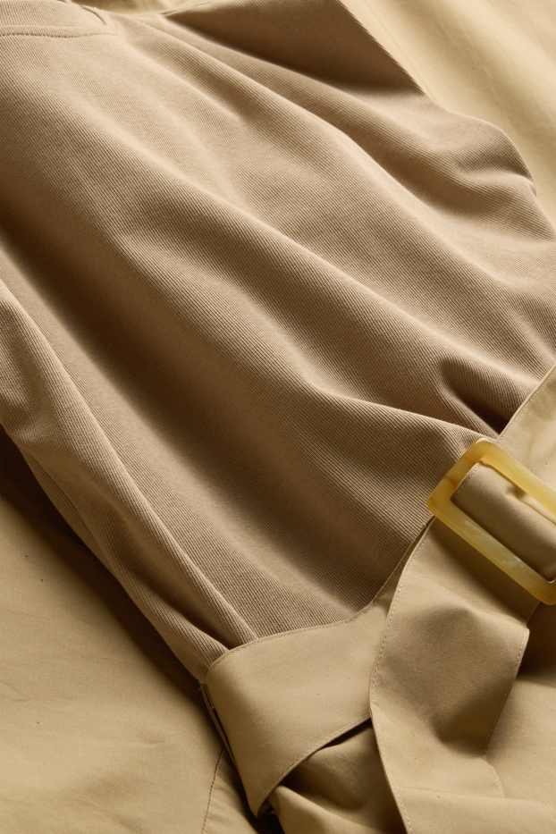 Dames - Fit & flare-jurk met ceintuur - lichtbruin