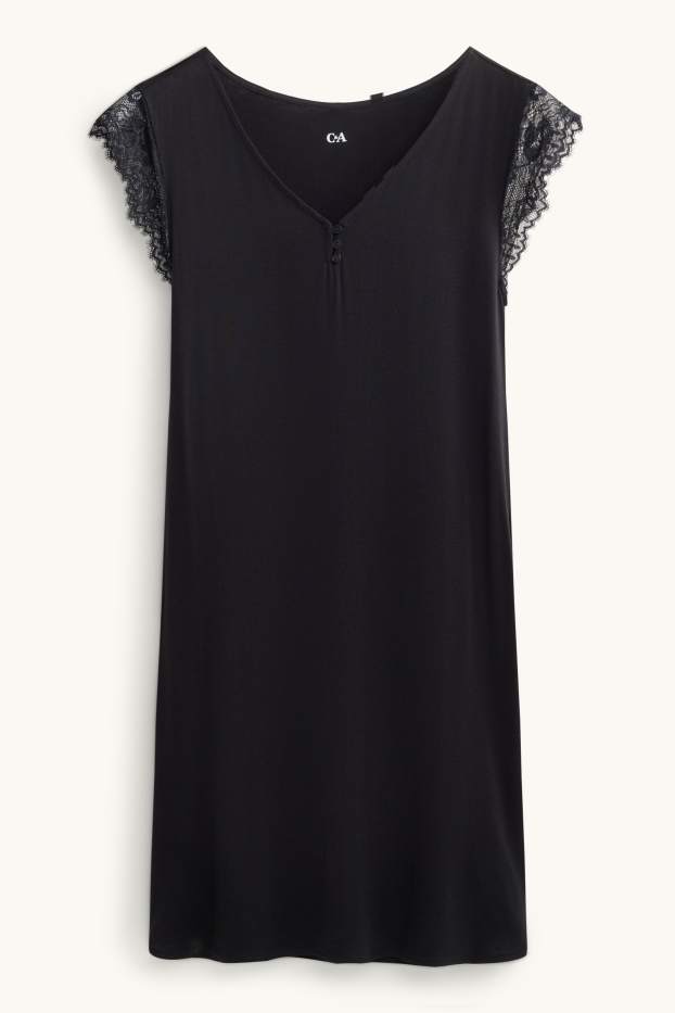 Femmes - Chemise de nuit en viscose - noir