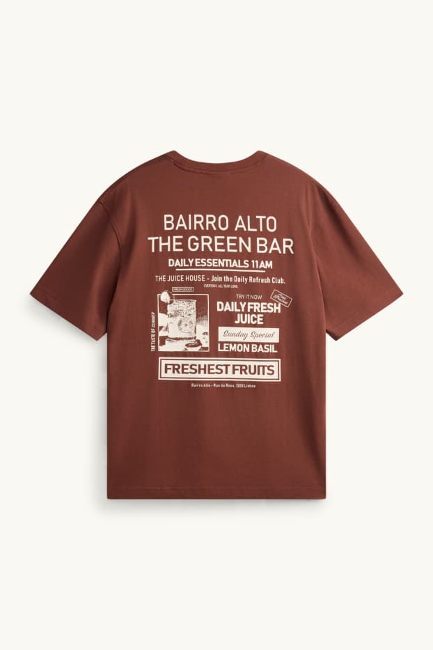 Hommes - T-shirt - relaxed fit - marron