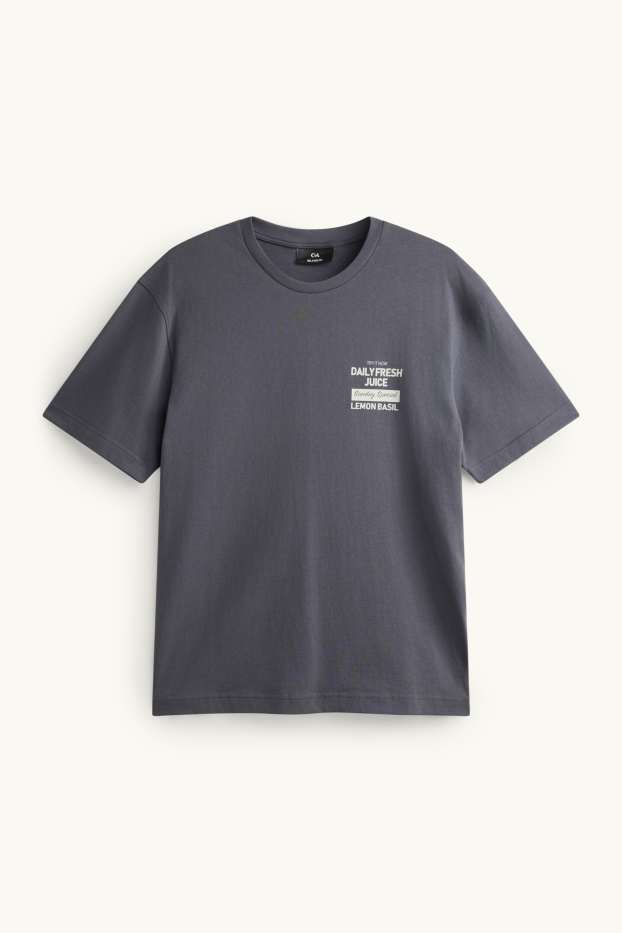 Heren - T-shirt - relaxed fit - donkergrijs