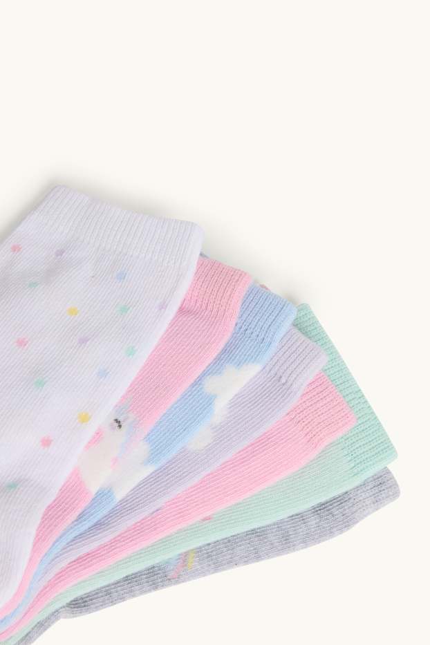 Kinder Mädchen - Multipack 7er - Einhorn und Natur - Socken mit Motiv - rosa