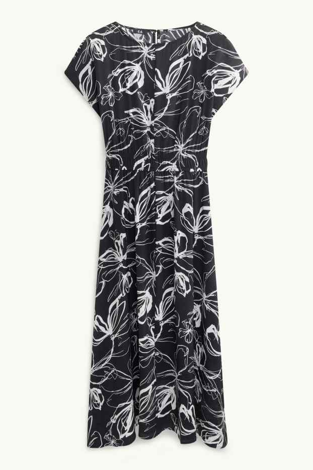 Femmes - Robe fit & flare - à fleurs - finition texturée - noir