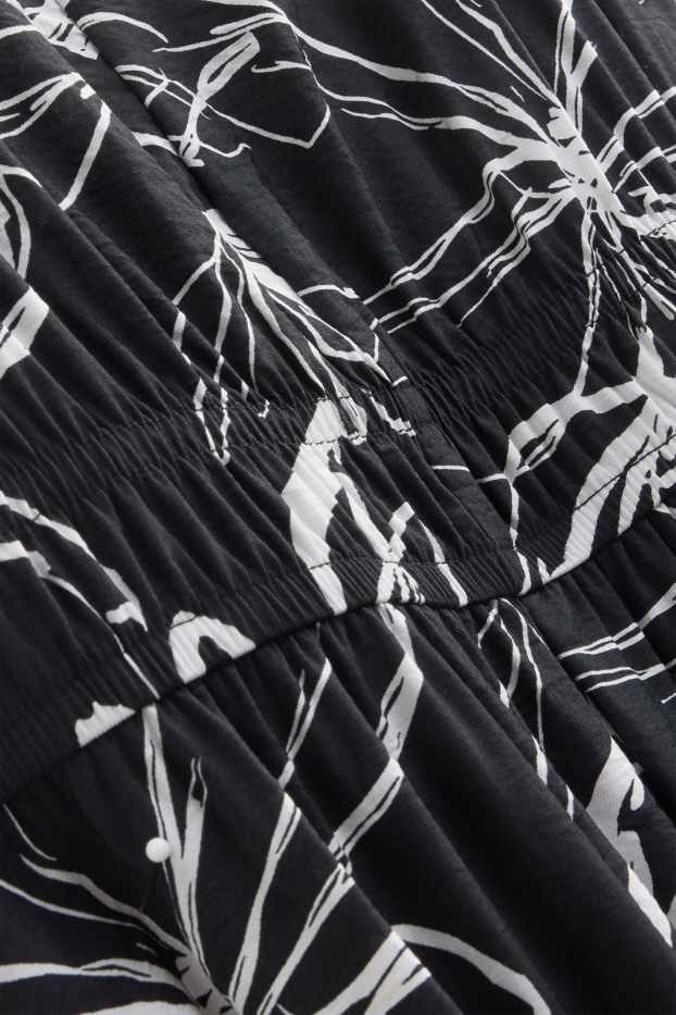 Femmes - Robe fit & flare - à fleurs - finition texturée - noir