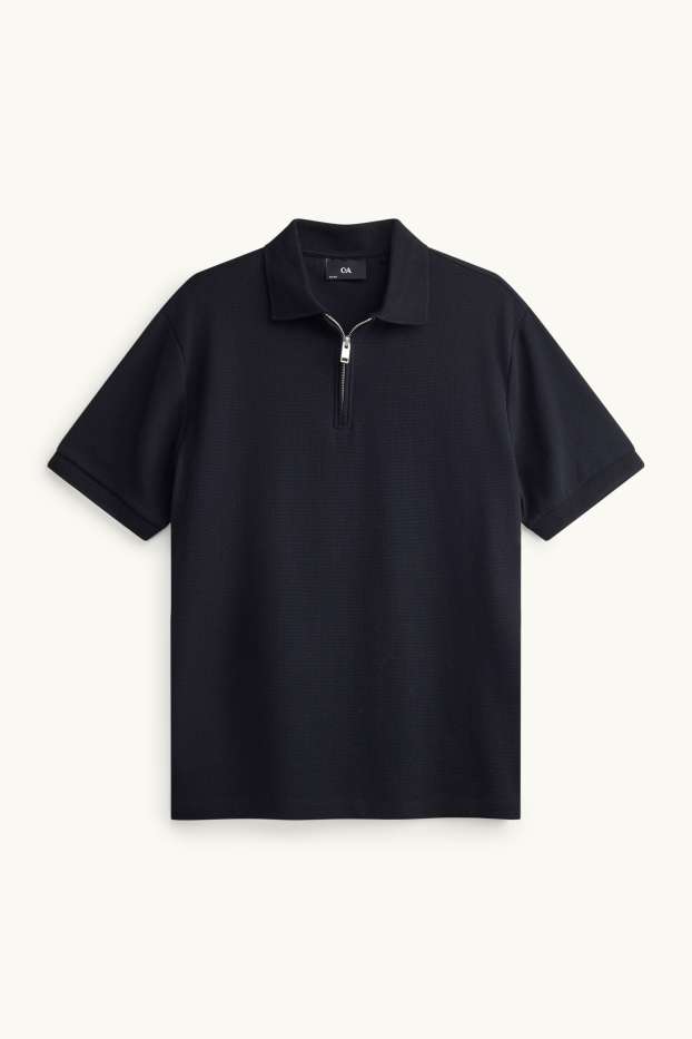 Men - Polo shirt - regular fit - textured - black