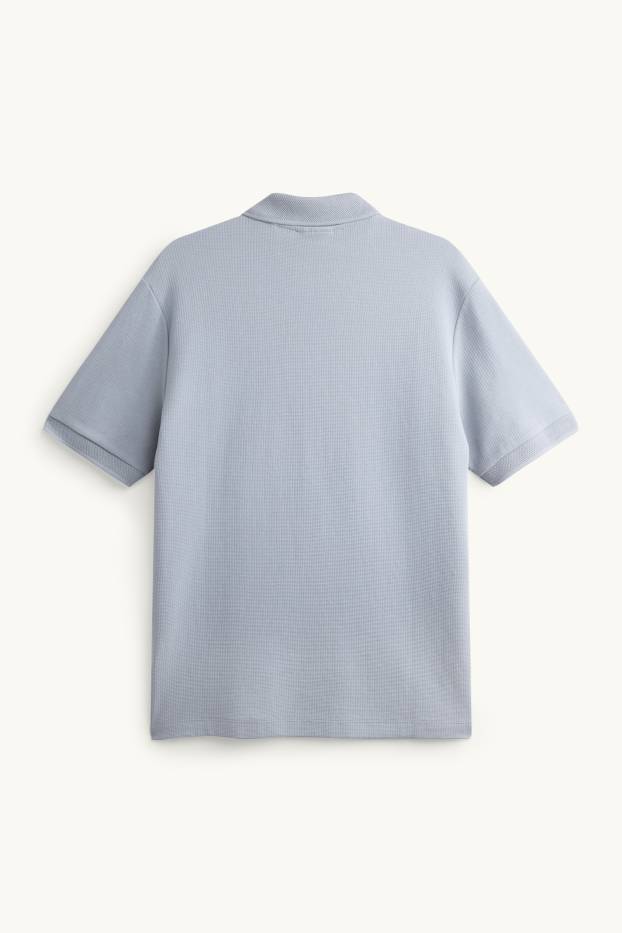 Men - Polo shirt - regular fit - textured - light gray