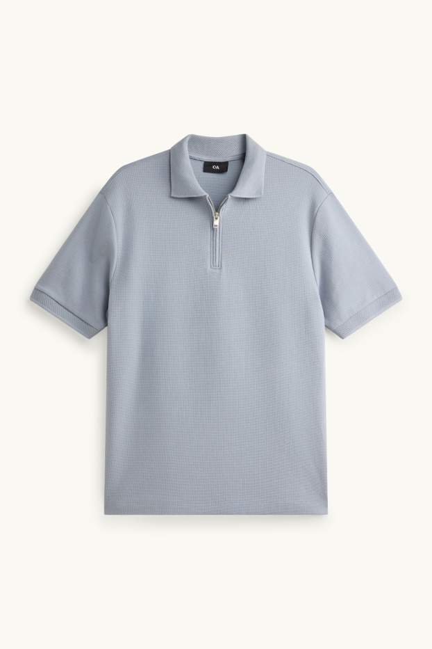 Men - Polo shirt - regular fit - textured - light gray