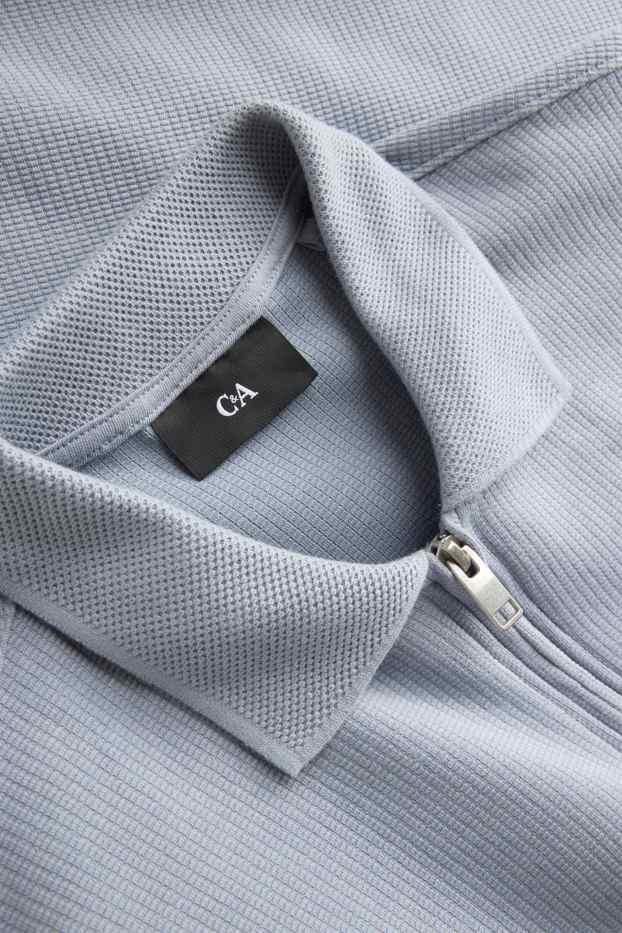 Men - Polo shirt - regular fit - textured - light gray