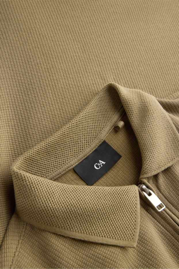 Heren - Poloshirt - regular fit - met structuur - kaki