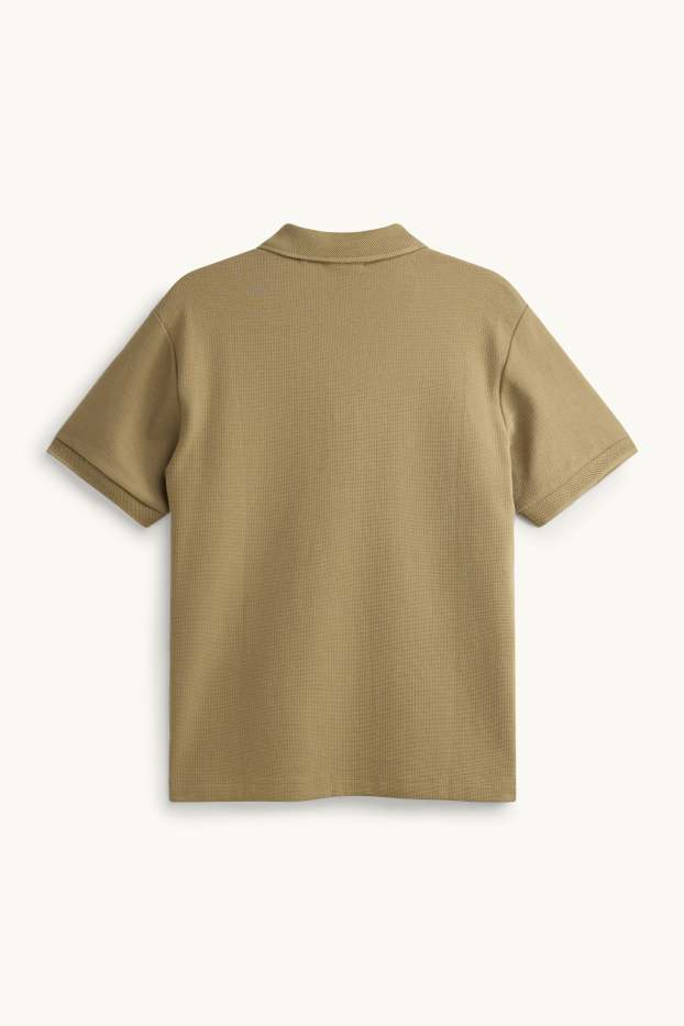 Heren - Poloshirt - regular fit - met structuur - kaki