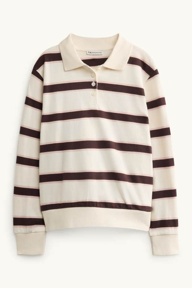 Enfants filles - Polo - à rayures - marron / blanc crème
