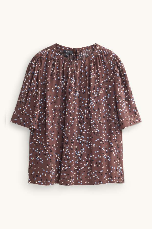 Damen - Bluse - gepunktet - braun