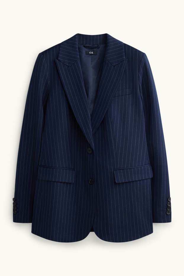 Damen - Longblazer - Regular Fit - Nadelstreifen - dunkelblau