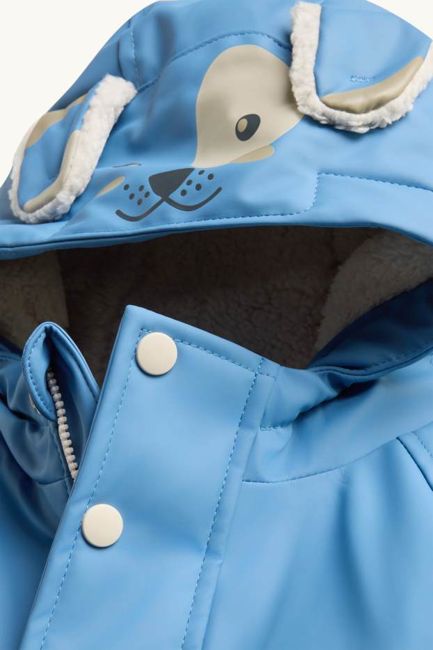 Bébés garçons - Petit chien - veste de pluie pour bébé à capuche - doublée - bleu