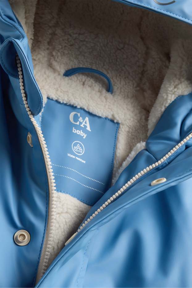 Bébés garçons - Petit chien - veste de pluie pour bébé à capuche - doublée - bleu