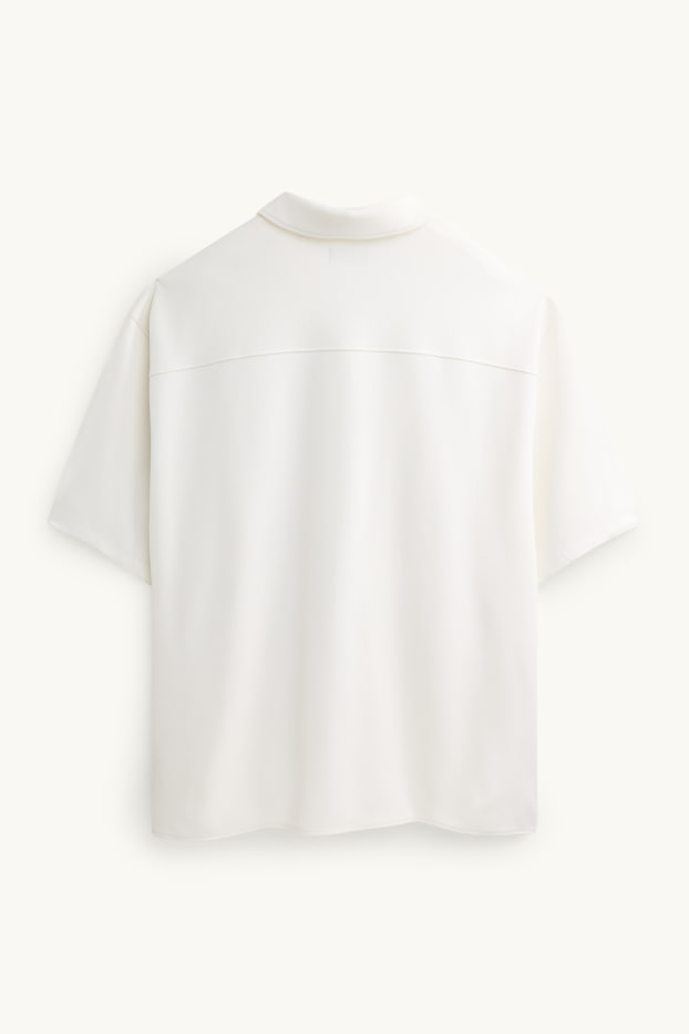 Heren - Overhemd - relaxed fit - kent - met structuur - wit