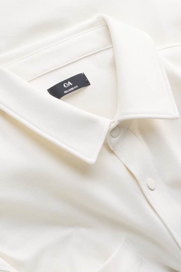 Heren - Overhemd - relaxed fit - kent - met structuur - wit