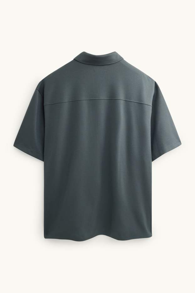 Heren - Overhemd - relaxed fit - kent - met structuur - groen