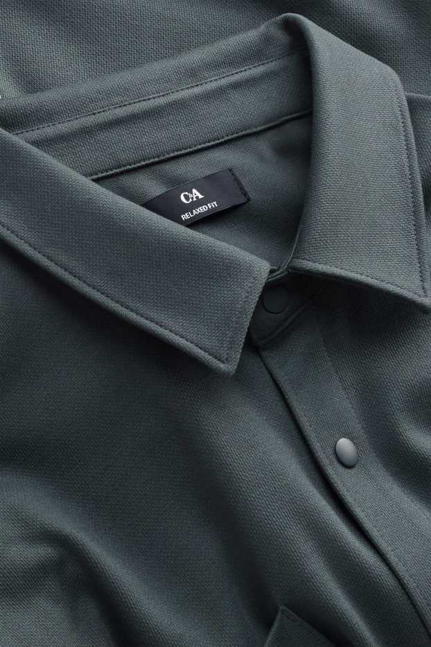 Heren - Overhemd - relaxed fit - kent - met structuur - groen
