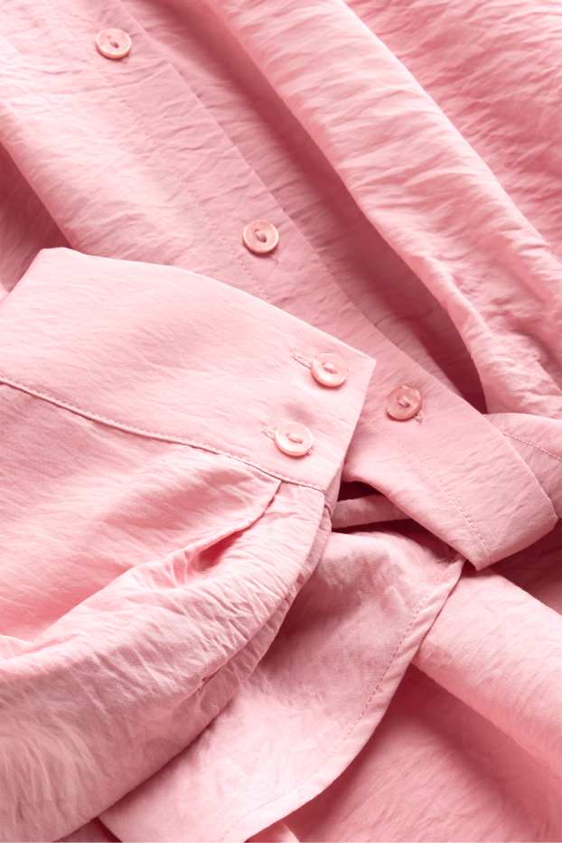 Damen - Hemdbluse mit Knotendetail - rosa