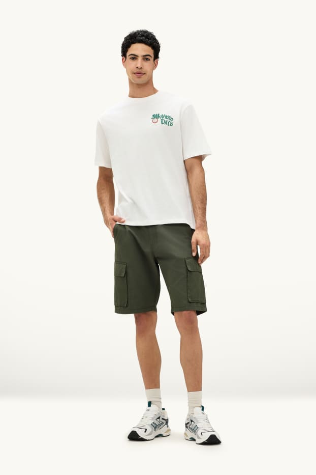 Hommes - Short cargo - kaki