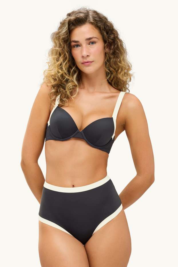Damen - Bikini-Hose - High Waist - LYCRA® XTRA LIFE™ - schwarz / weiß