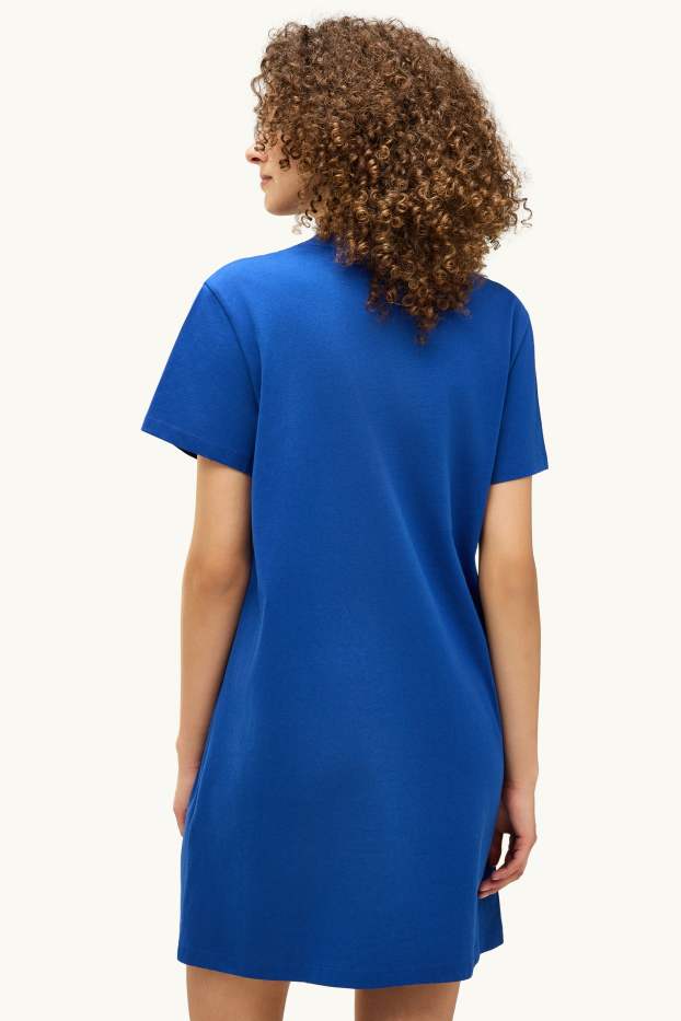 Dames - T-shirt-jurk - straight fit - blauw