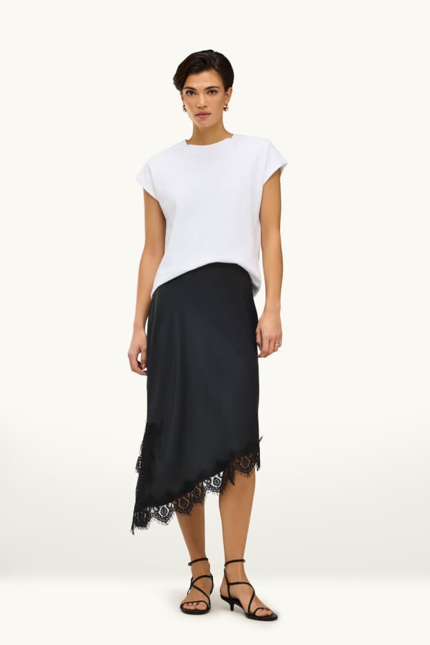 Damen - Satin-Rock - schwarz