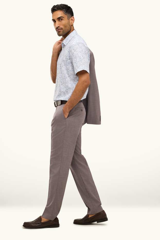 Bărbați - Pantaloni modulari - regular fit - stretch - maro melanj