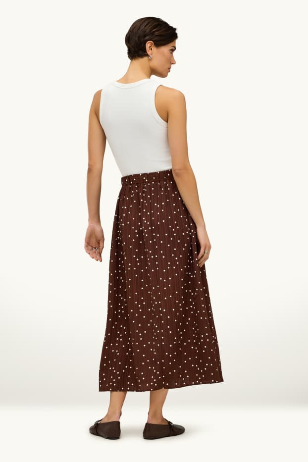 Damen - Rock - gepunktet - braun