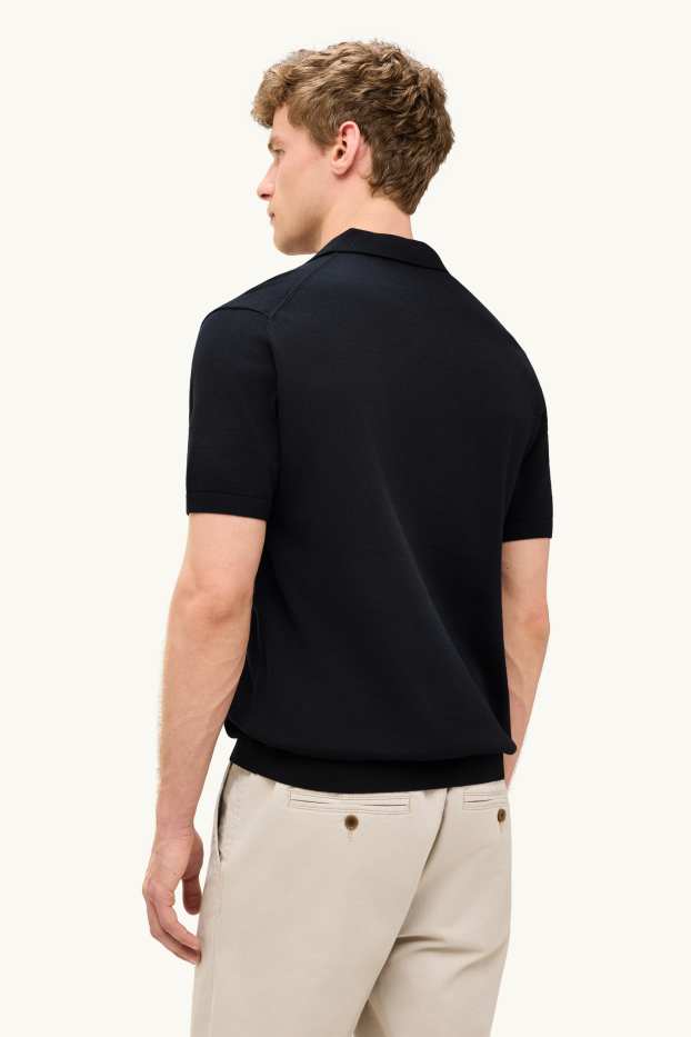 Bărbați - Tricou polo din tricot - regular fit - negru