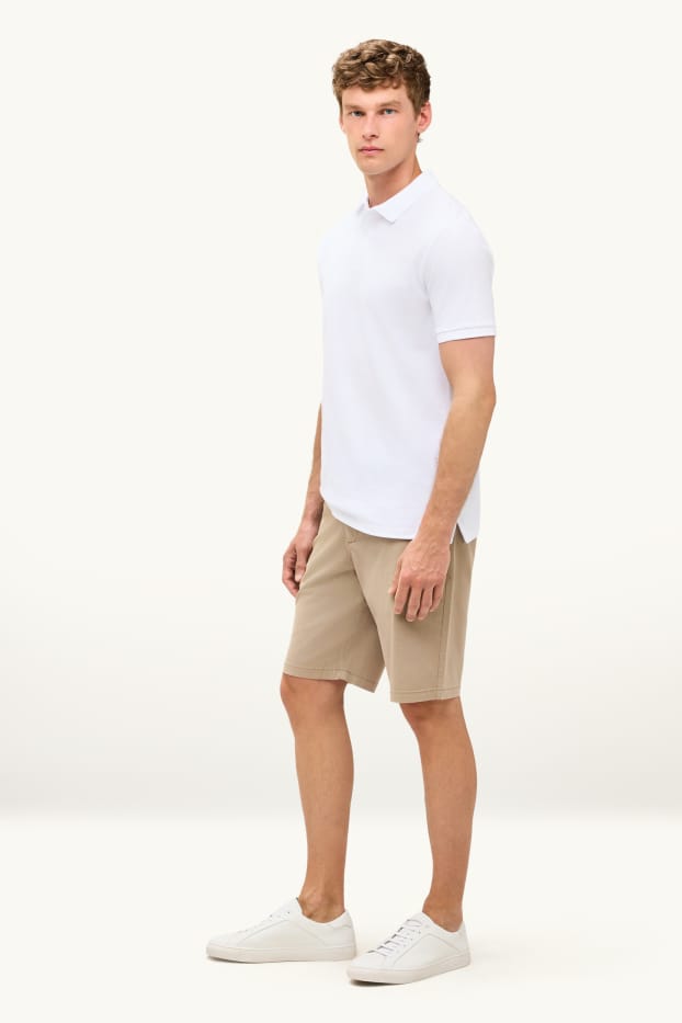 Heren - Korte broek met riem - bruin