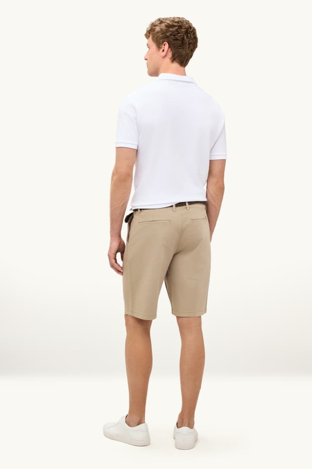 Heren - Korte broek met riem - bruin