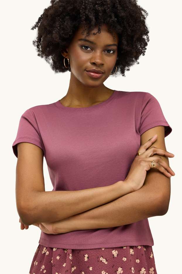 Dames - T-shirt - relaxed fit - paars