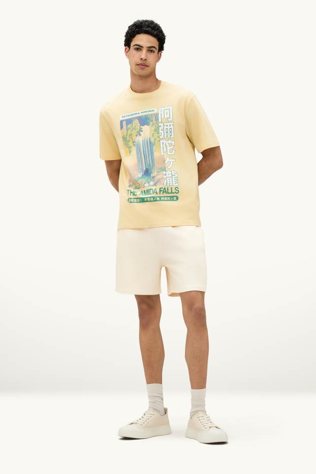 Men - Shorts - ribbed - cremewhite