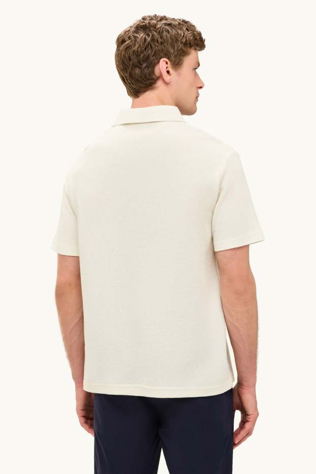 Pánské - Polokošile - regular fit - strukturovaná - krémové barvy