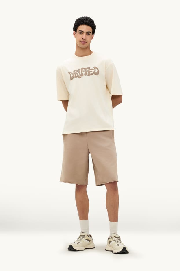 Hommes - Short en molleton - beige