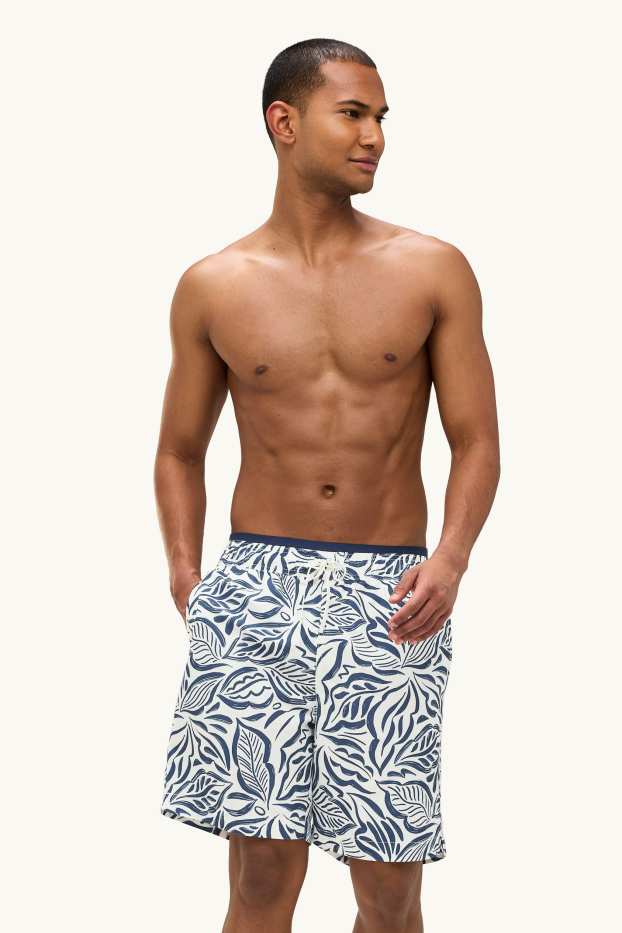 Home - Banyador - amb motiu - blanc/blau