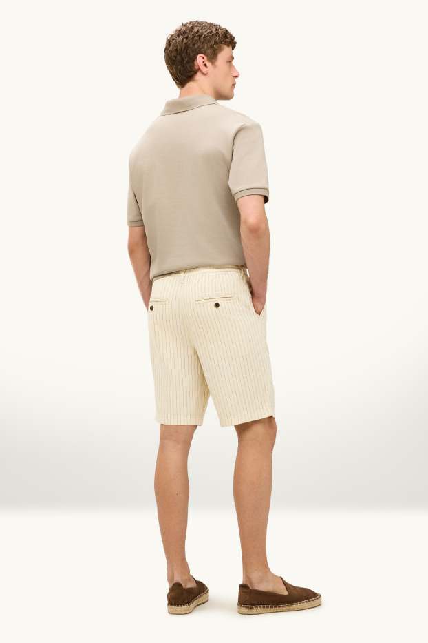 Herren - Shorts - Leinen-Mix - Nadelstreifen - cremefarben