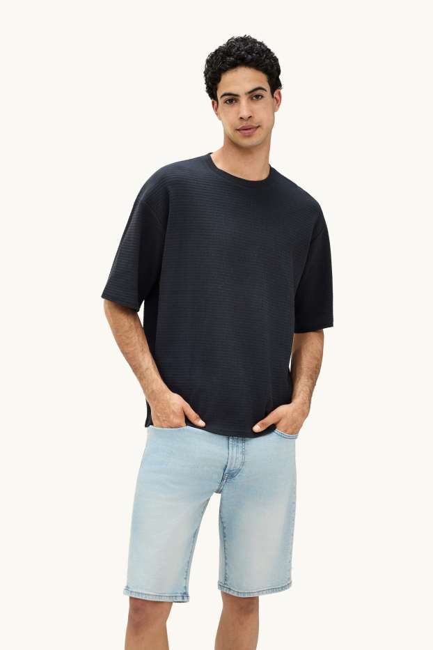 Herren - T-Shirt - Oversized - strukturiert - schwarz