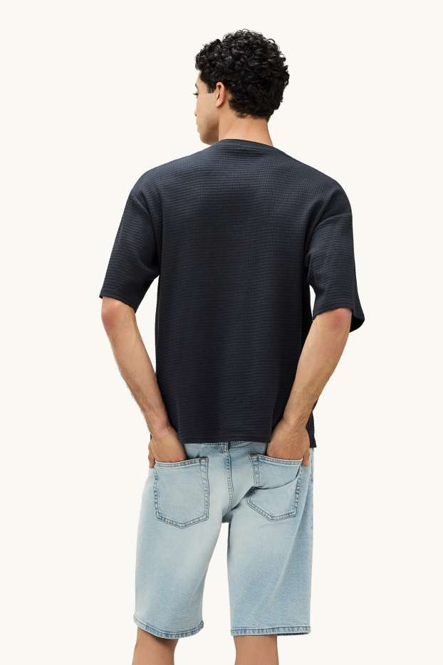 Herren - T-Shirt - Oversized - strukturiert - schwarz