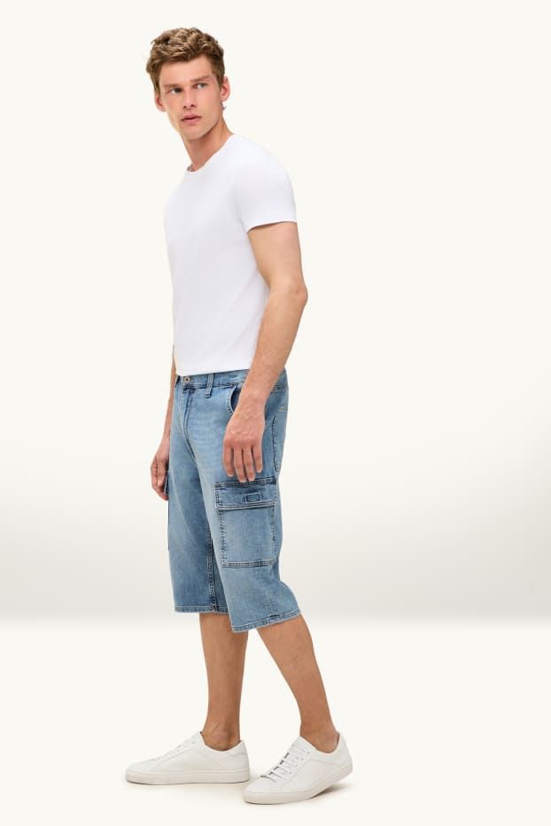 Men - Cargo Bermuda shorts - blue denim