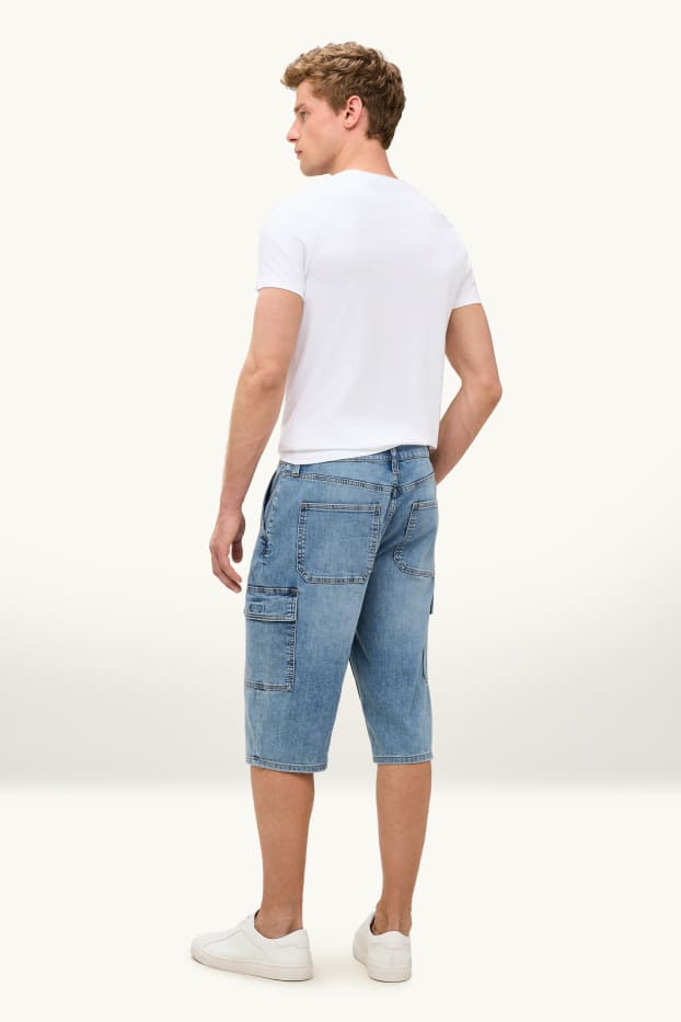Men - Cargo Bermuda shorts - blue denim