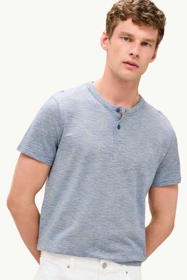 Herren - T-Shirt - Regular Fit - gestreift - grau / grau
