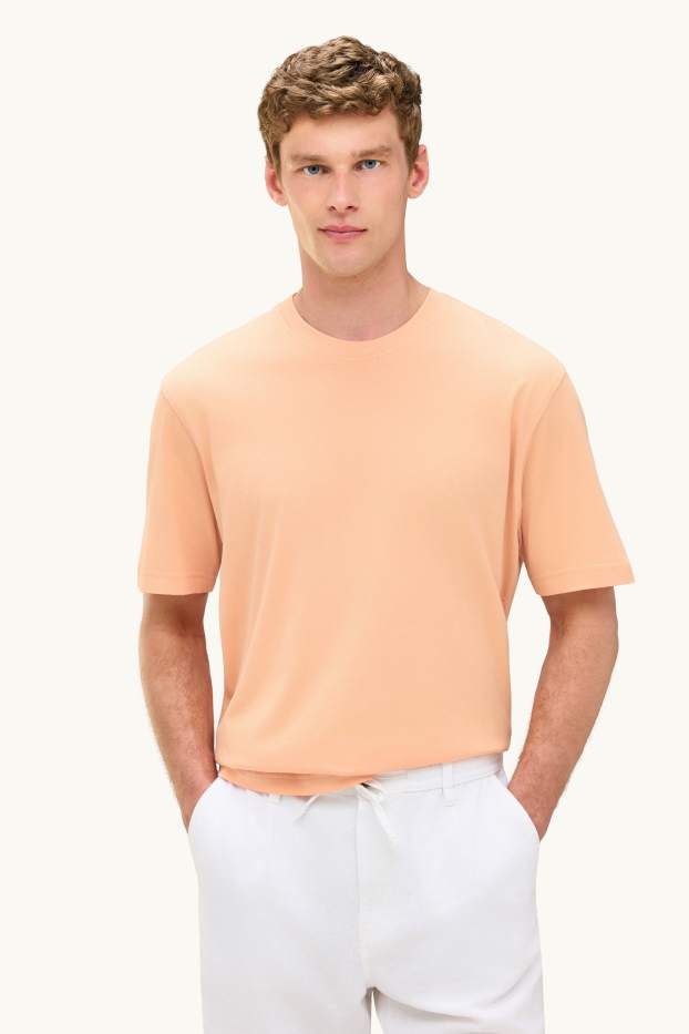 Hommes - T-shirt - relaxed fit - abricot