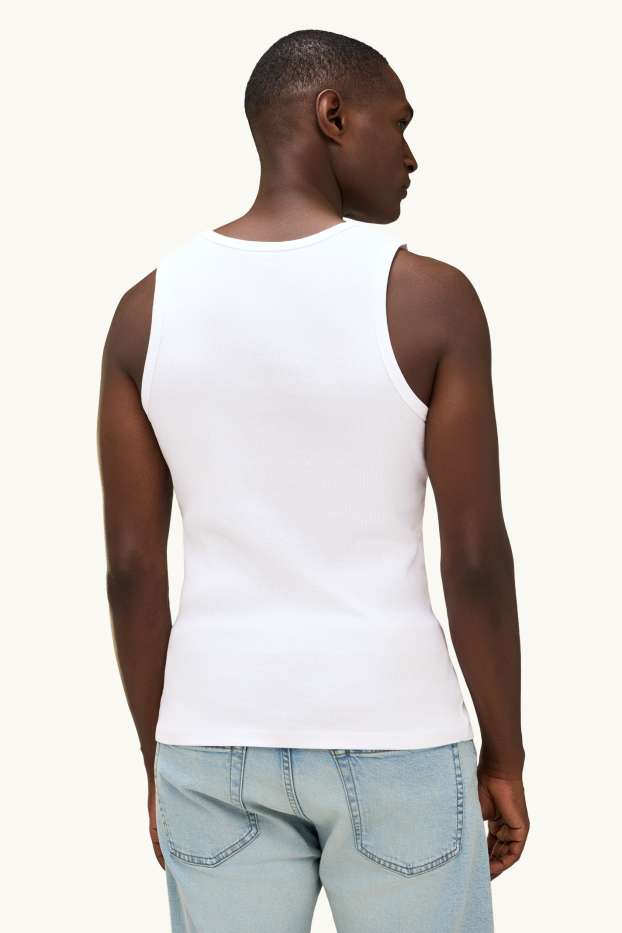 Hommes - Débardeur - finition côtelée - blanc
