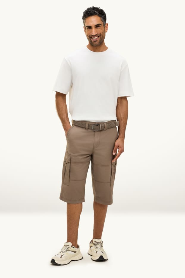 Herren - Cargo-Bermudas mit Gürtel - braun